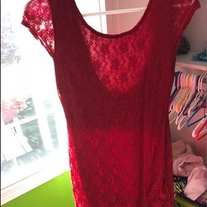 red tight lace dress